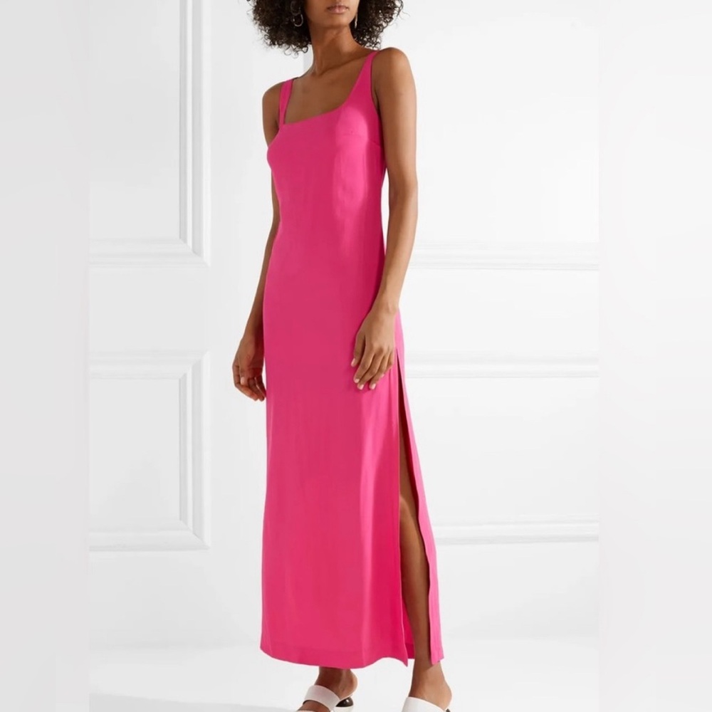 Staud Rizzo Dress in Fuchsia Pink